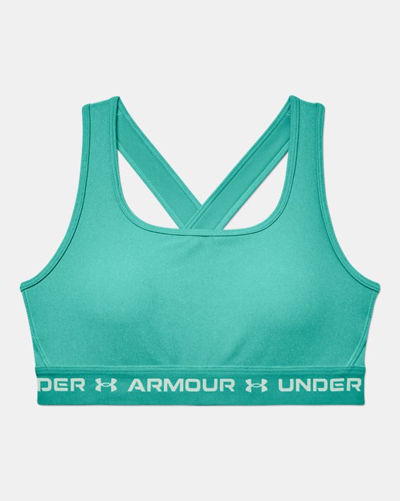 Women's Armour® Mid Crossback Heather Sports Bra, Green, pdpMainDesktop image number 8